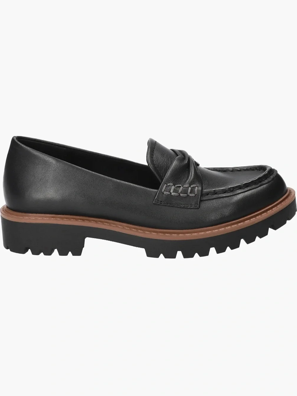NWB Bella Vita Black Leather women’s Slip-On Loafer with Brown Sole, 12 W